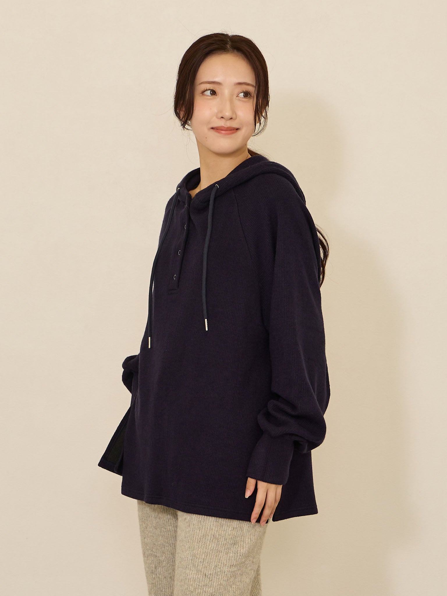 STONE  ネイビーフード付きパーカー フード付きパーカー Navy – honono for mom&baby