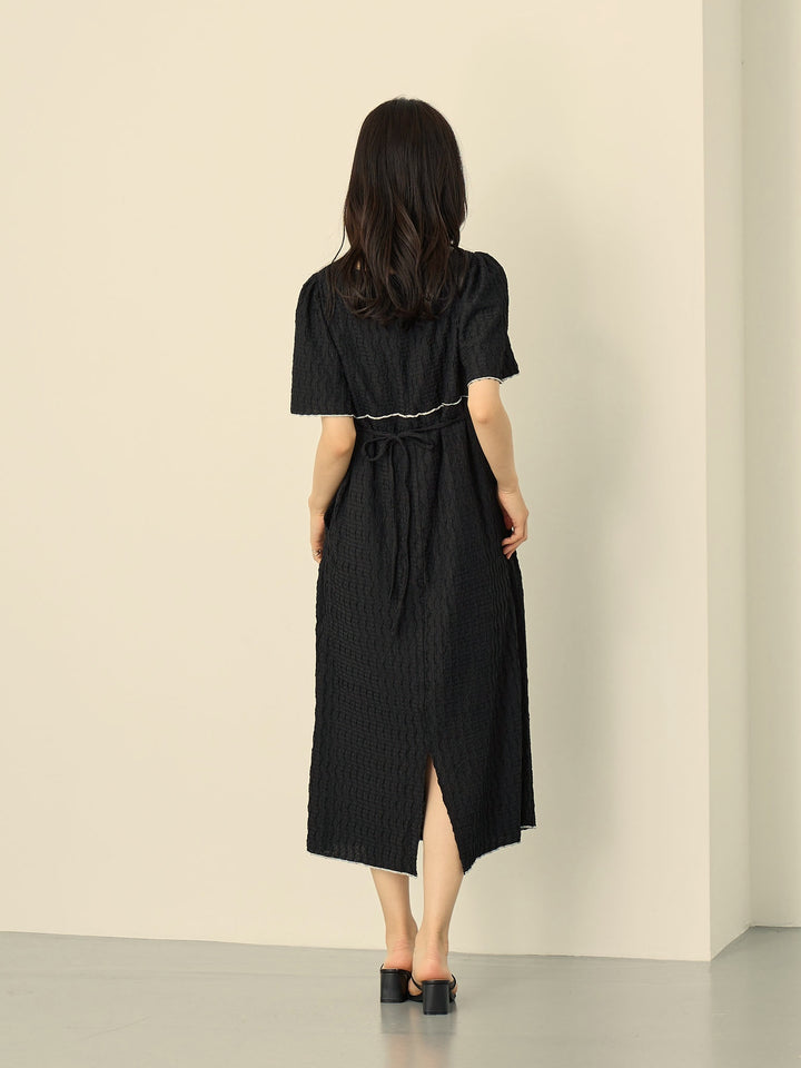 [孕妇/哺乳衣] 外缝圆润连衣裙 黑色