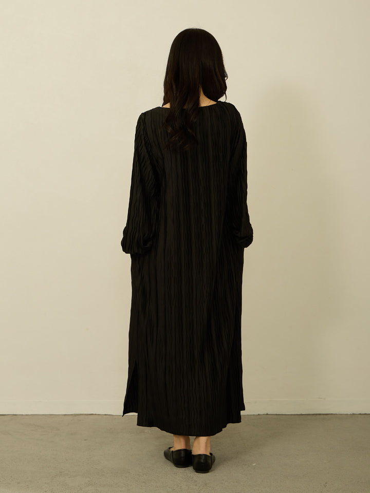 [Maternity/Nursing Clothes] Wave pleated dress Black