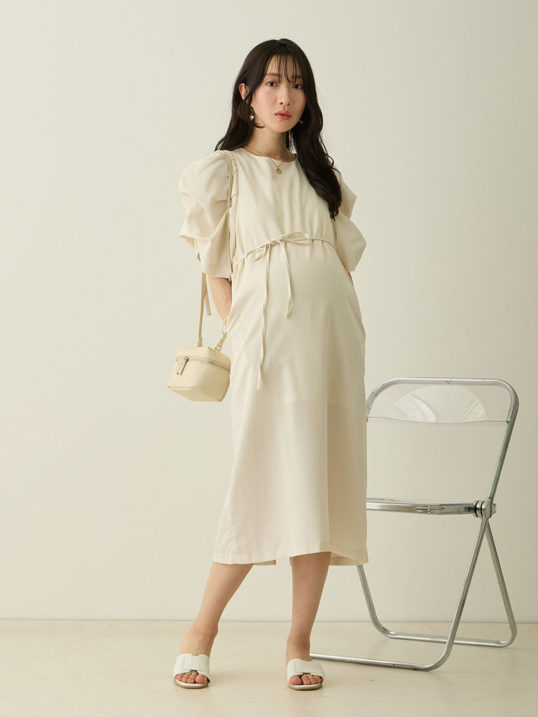 【最安値挑戦】 Ecru ボリューム袖Iラインワンピース – mom&baby for honono マタニティ