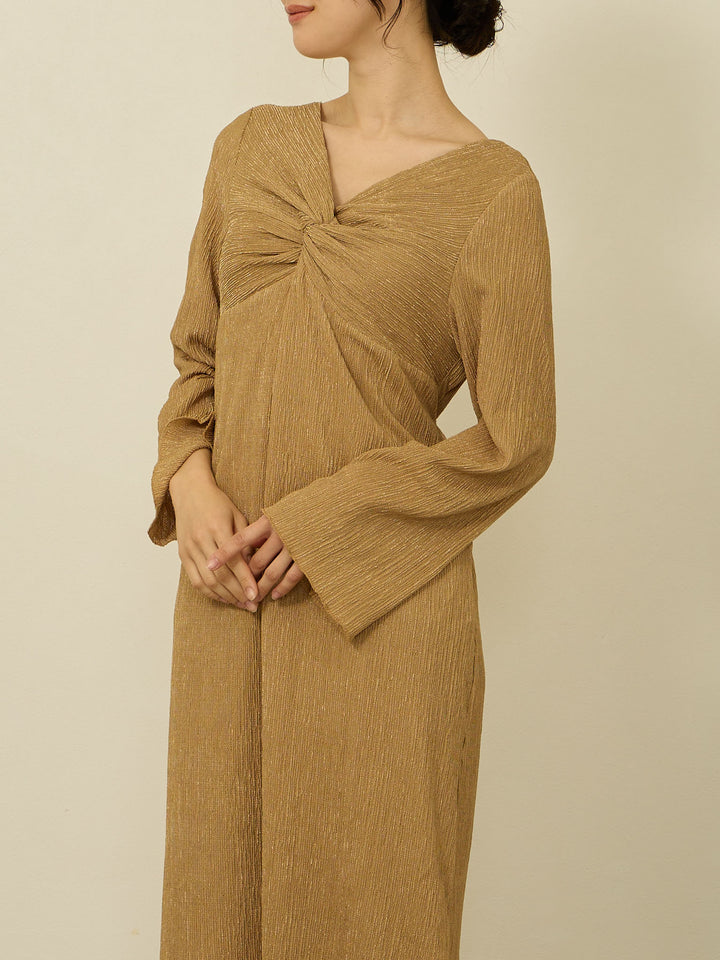 [Maternity/nursing clothes] Twist design dress Beige