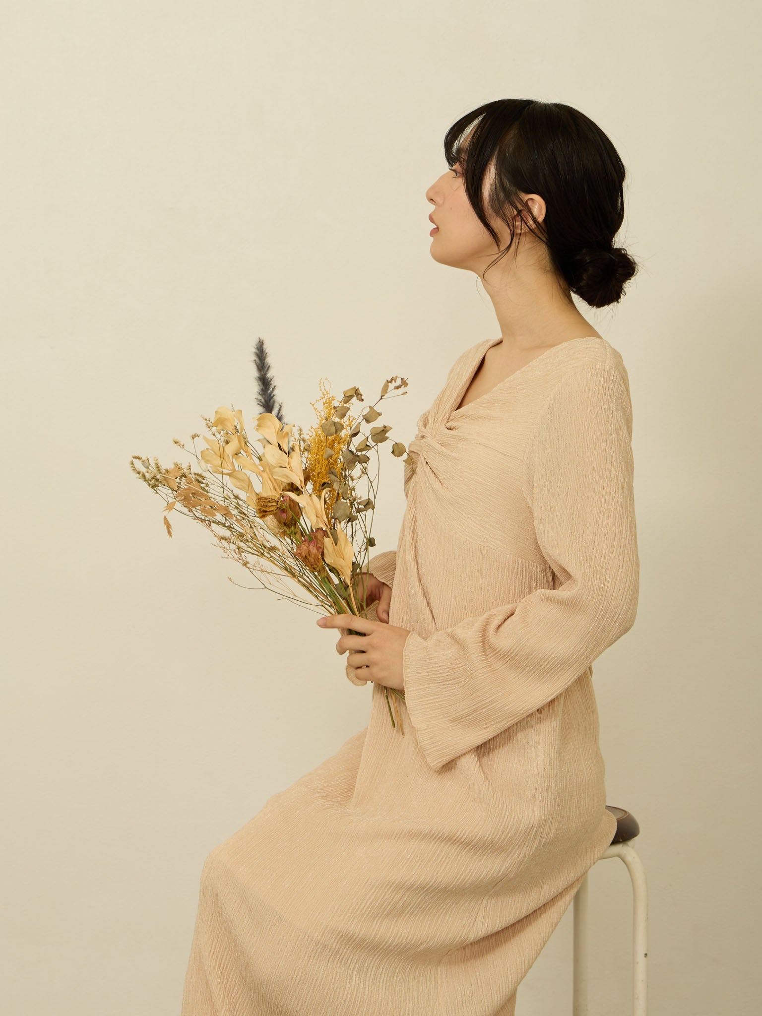 マタニティ・授乳服】ツイストデザインワンピース Pink beige