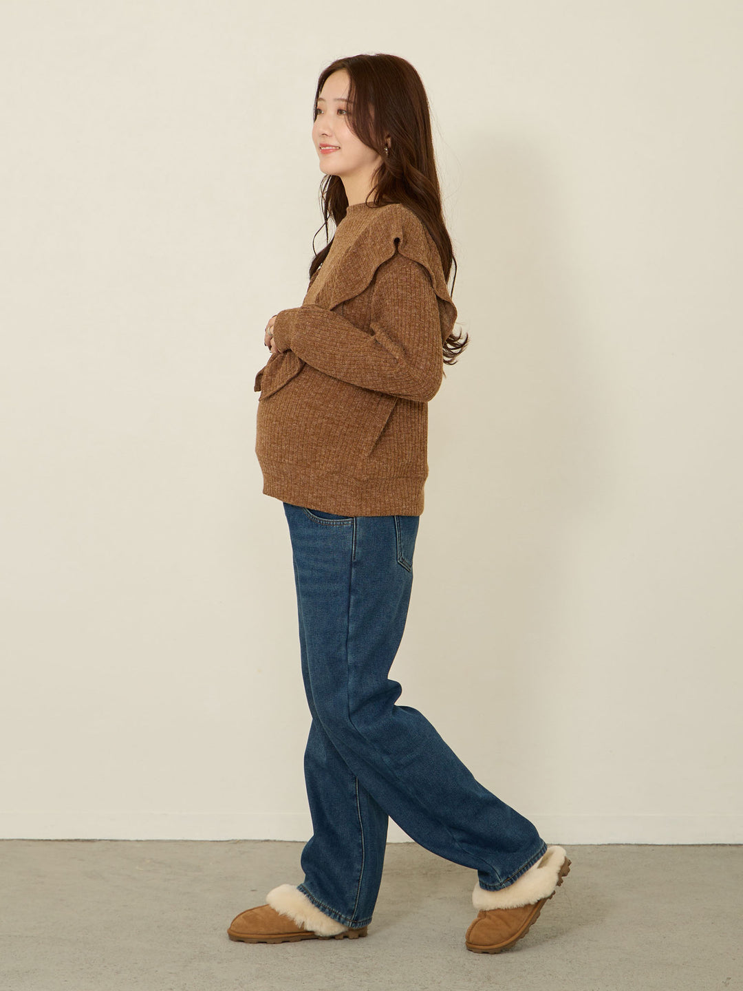 蟒蛇纹衬里长款牛仔布