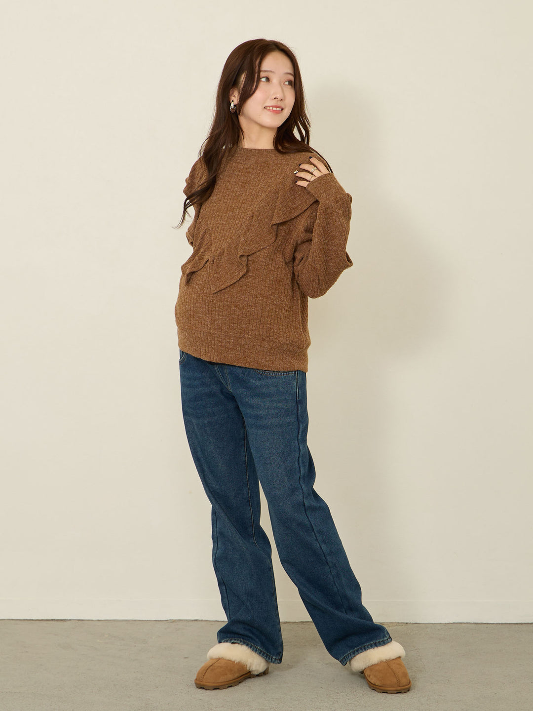 蟒蛇纹衬里长款牛仔布