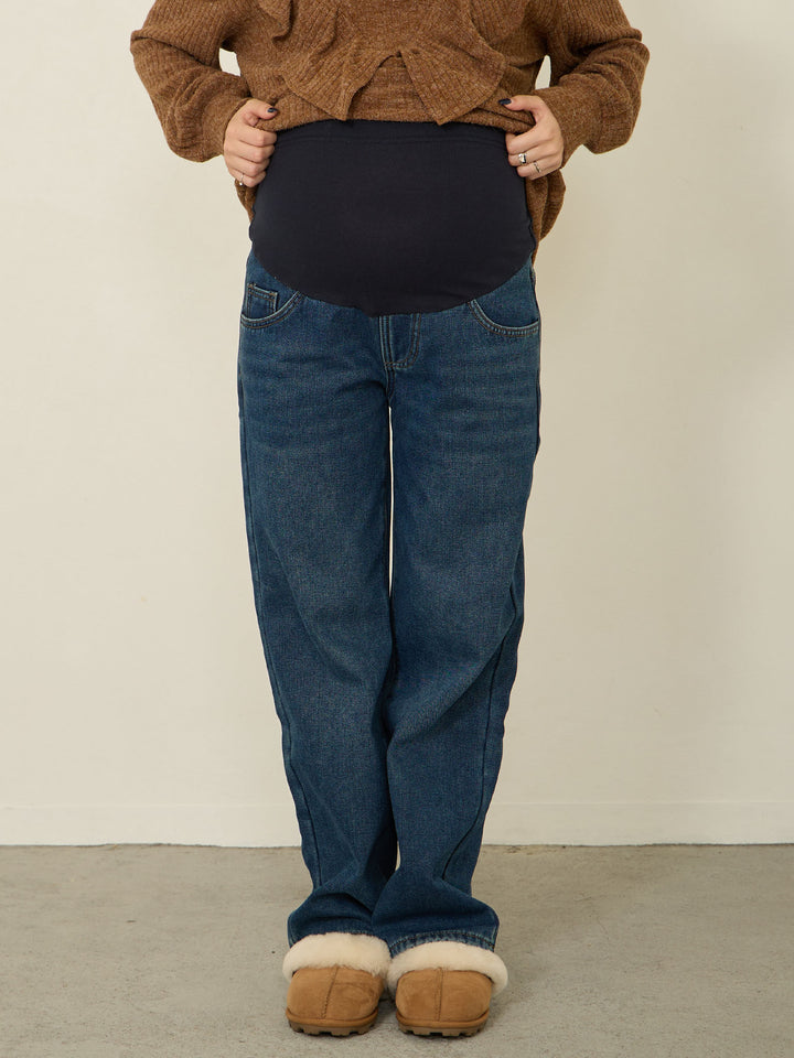 蟒蛇纹衬里长款牛仔布