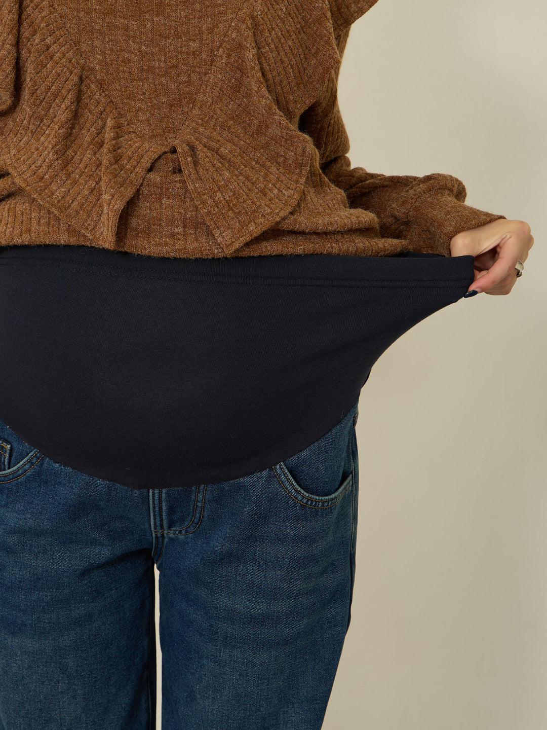 蟒蛇纹衬里长款牛仔布