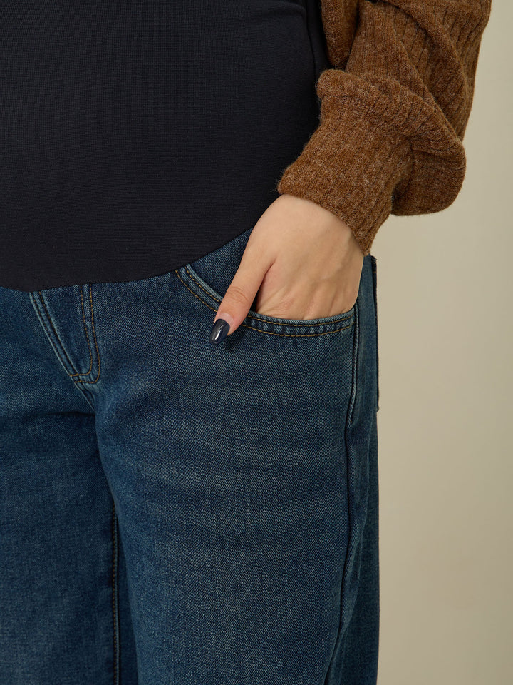 蟒蛇纹衬里长款牛仔布