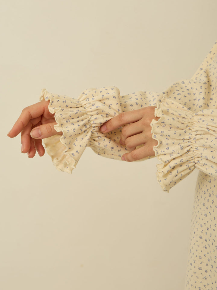 【マタニティ・授乳服】ズレないパット付き綿カシュクールルームワンピース Flower