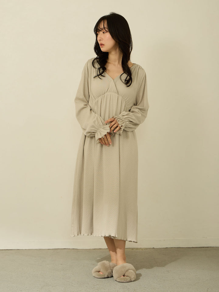 [孕妇/哺乳服] 棉质 Cachecoeur 房间连衣裙，带衬垫以固定到位 浅灰色