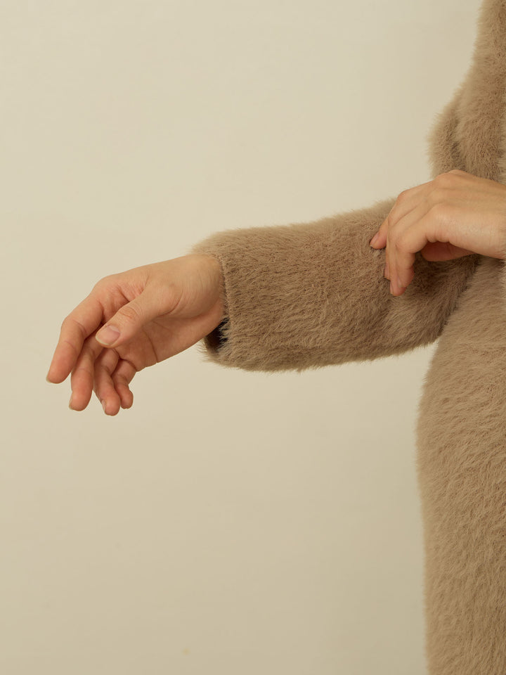 毛茸茸针织短裙 白色