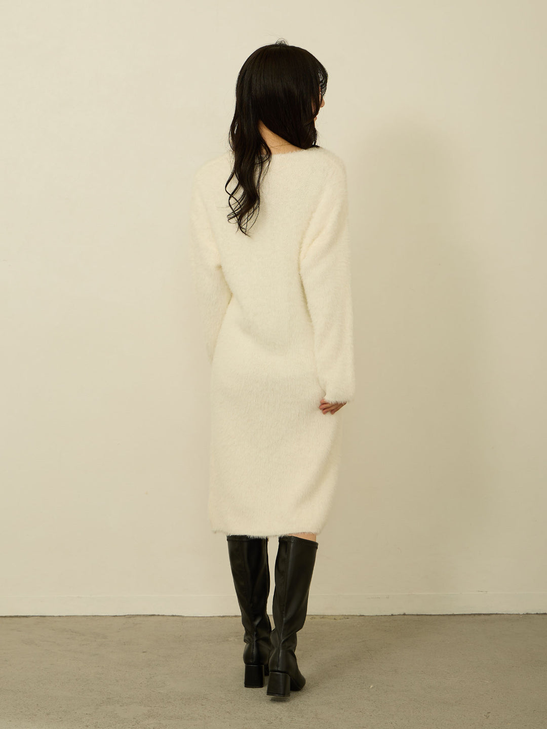 毛茸茸针织短裙 白色