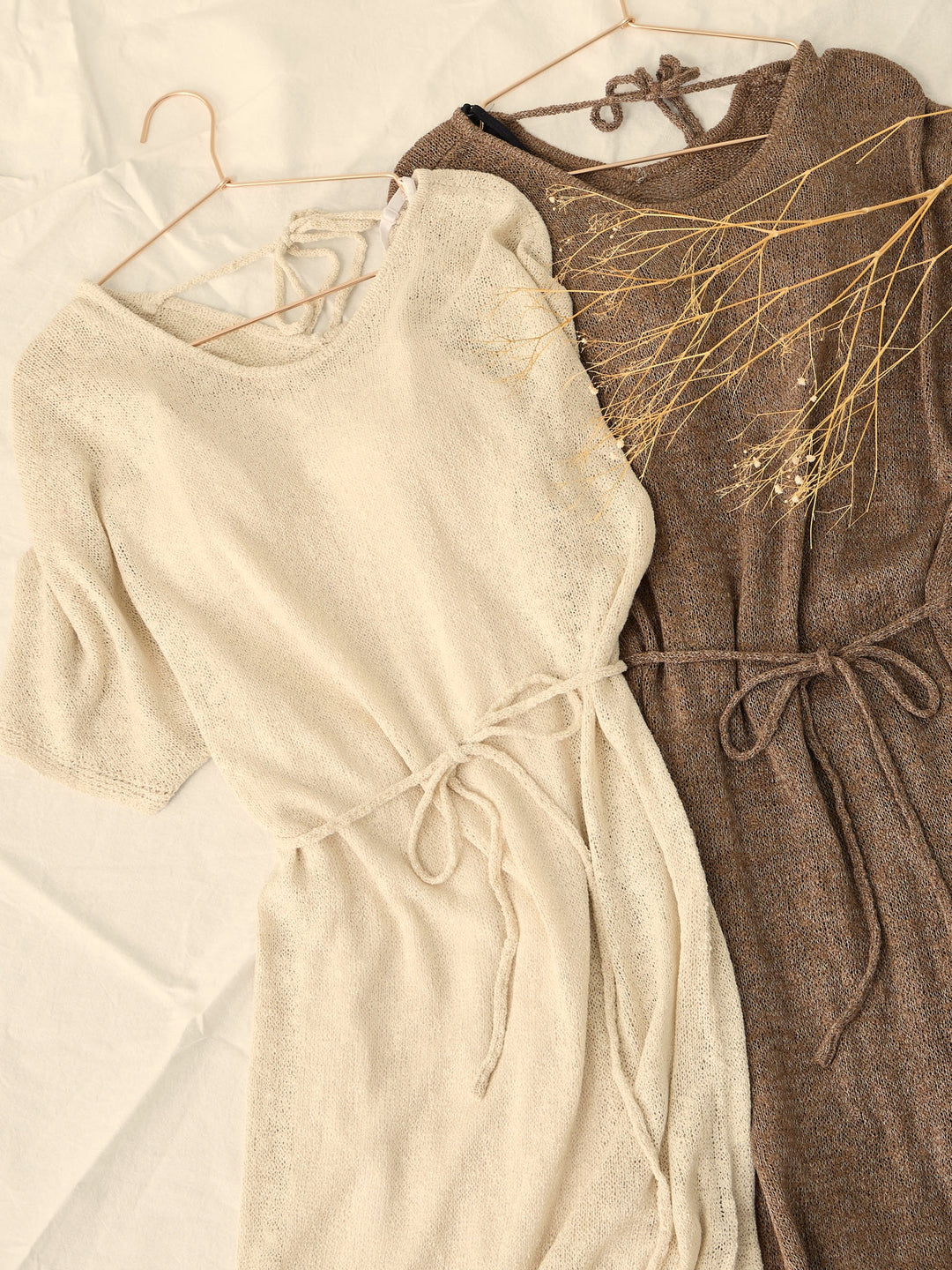 【孕妇/哺乳衣】选择你的长度！夏季针织连衣裙/罩杯衬裙套装 棕色