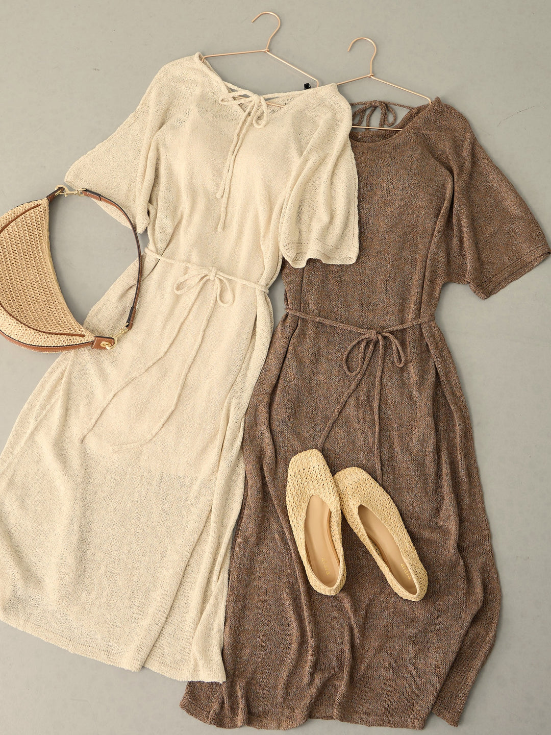 [Maternity/Nursing Clothes] Choose your length! Summer knit dress/petticoat set with cup Beige