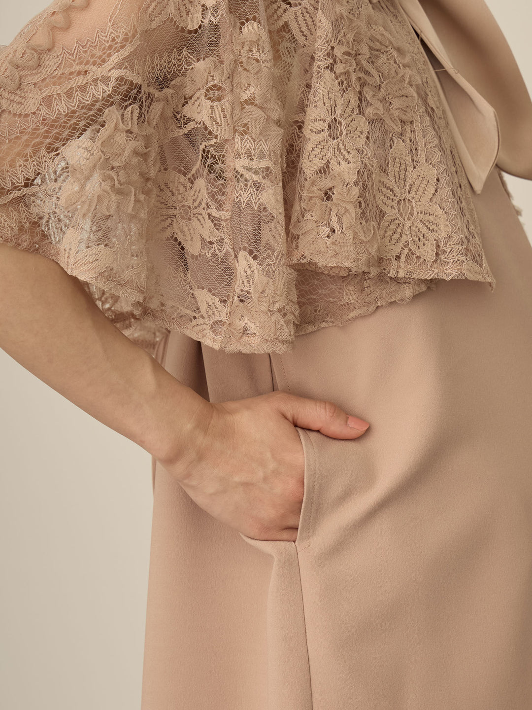 Lace cape dress Pink beige honono for mom&baby Lace cape dress Pink beige honono for mom&baby