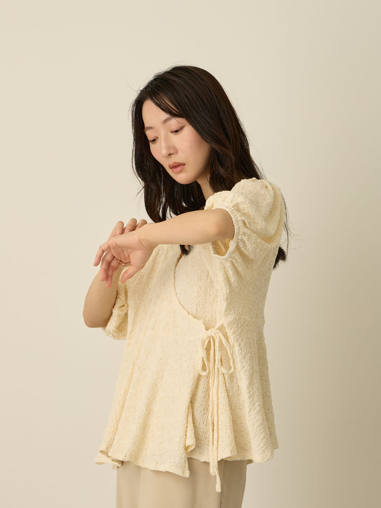 マタニティ・授乳服】カシュクールペプラムブラウス Ivory