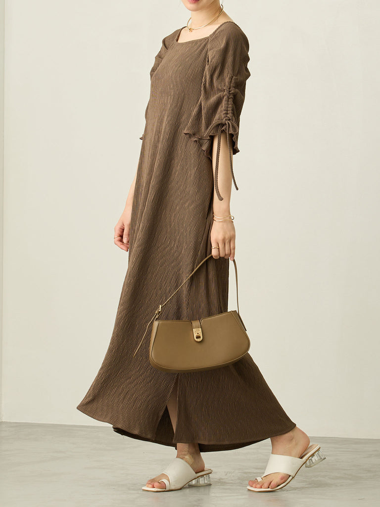 マタニティ・授乳服】袖リボンスクエアワンピース Brown