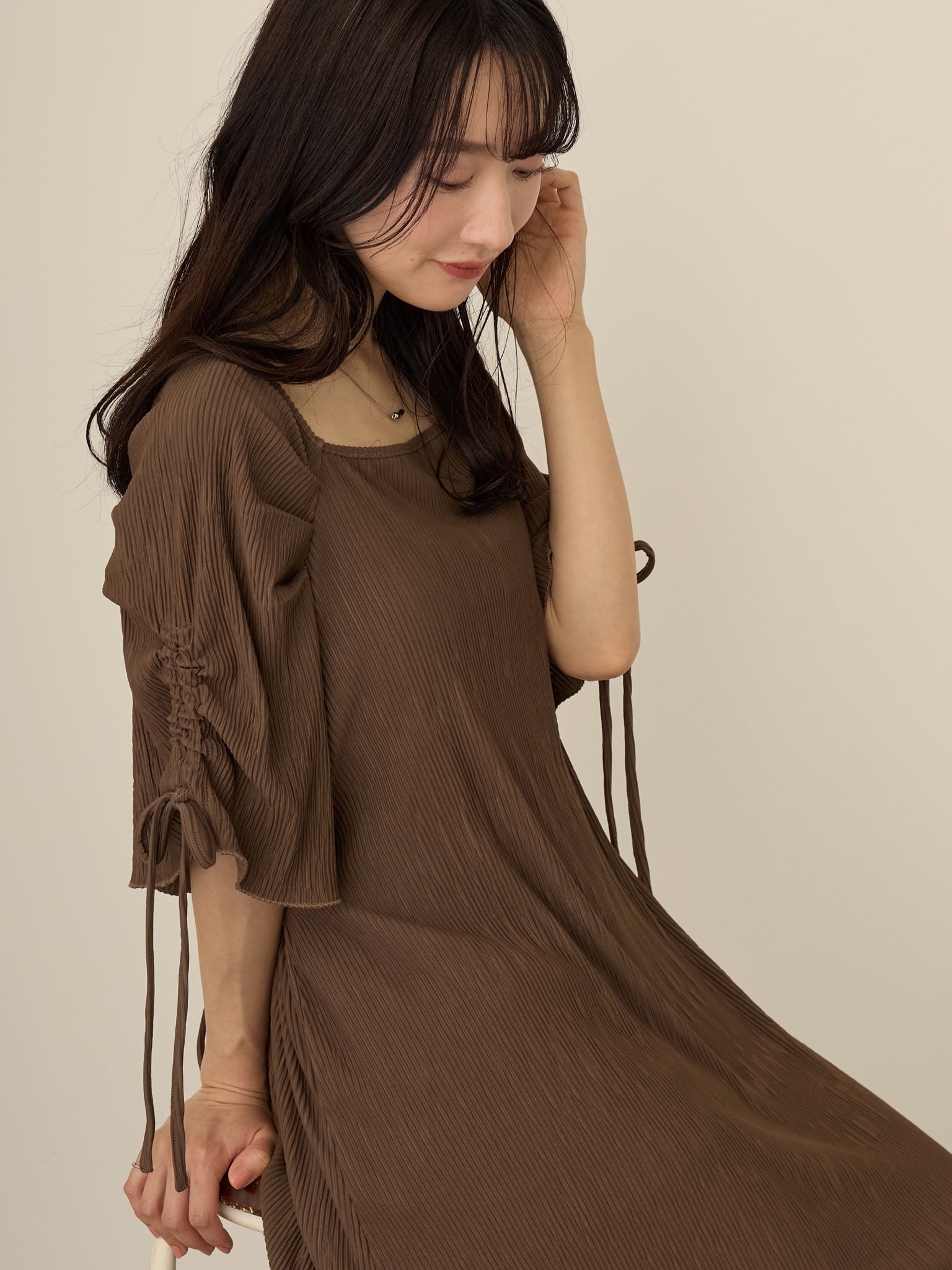 袖リボンスクエアワンピース Brown – honono for mom&baby