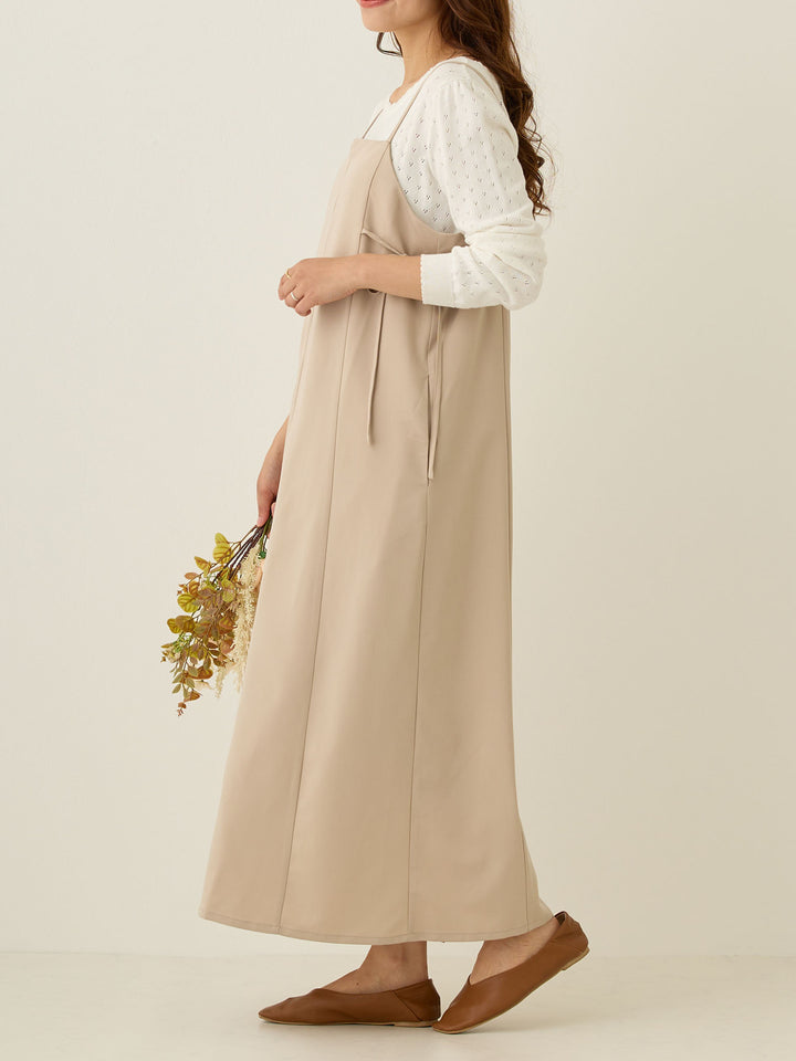 [Maternity/Nursing Wear] Side Ribbon Cami Dress Khaki
