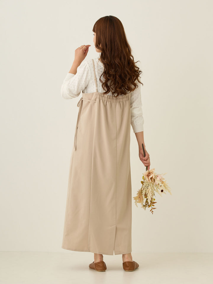 [Maternity/Nursing Wear] Side Ribbon Cami Dress Khaki