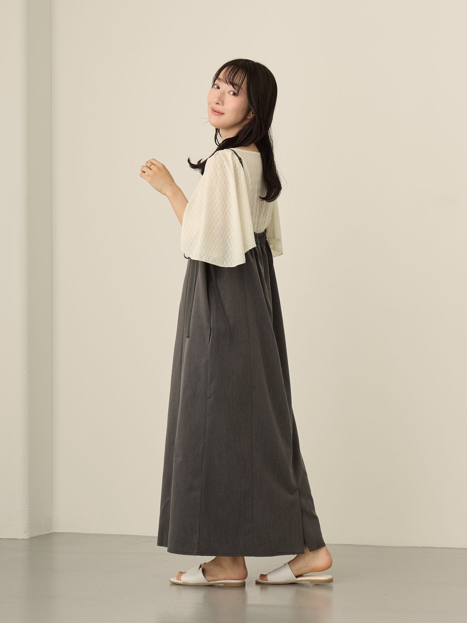 【マタニティ・授乳服】サイドリボンキャミワンピース Black