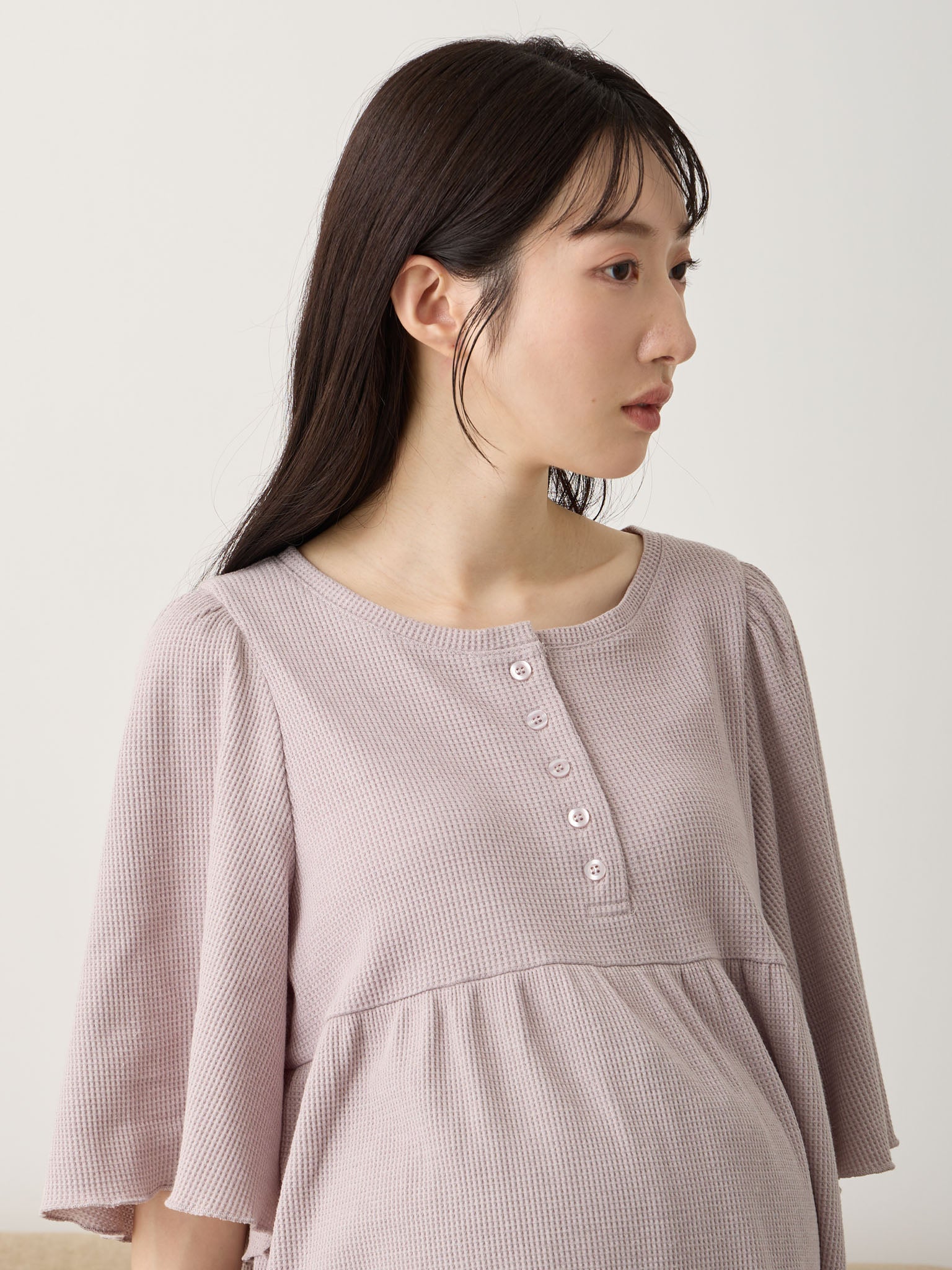 はらまき付きワッフルパジャマセット Pink beige – honono for mom&baby
