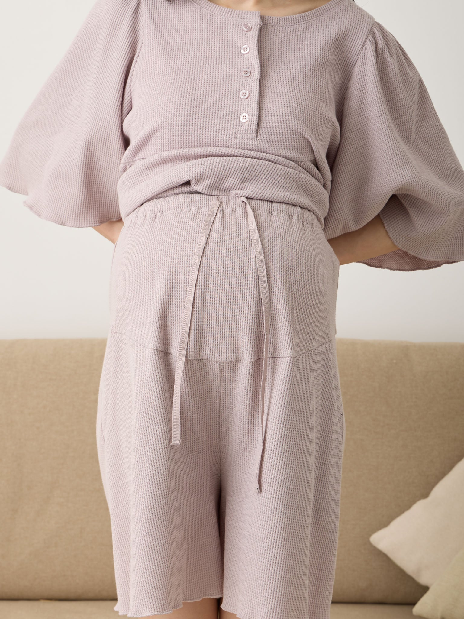 はらまき付きワッフルパジャマセット Charcoal – honono for mom&baby