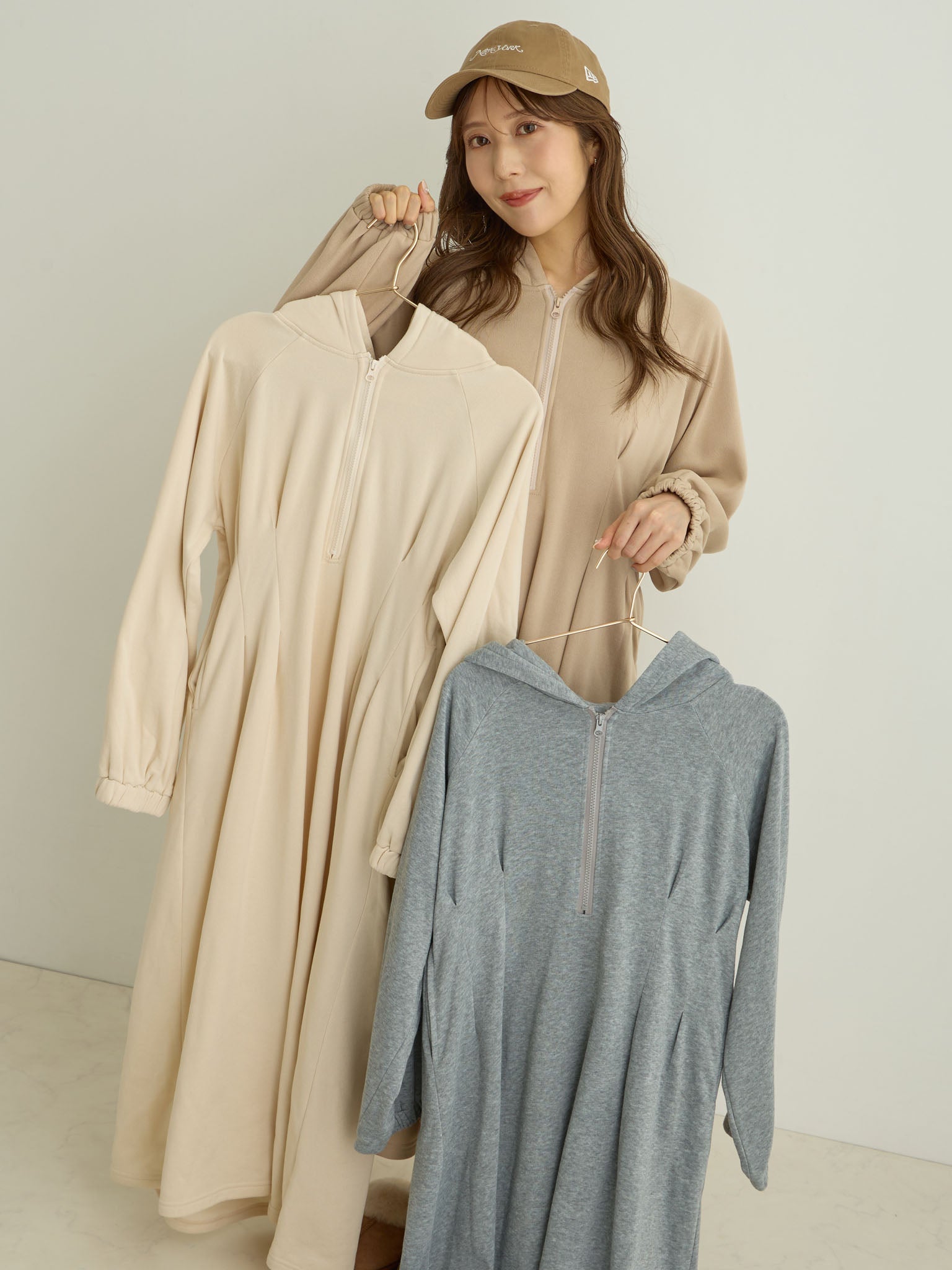 軽量裏起毛パーカーワンピース Beige – honono for mom&baby