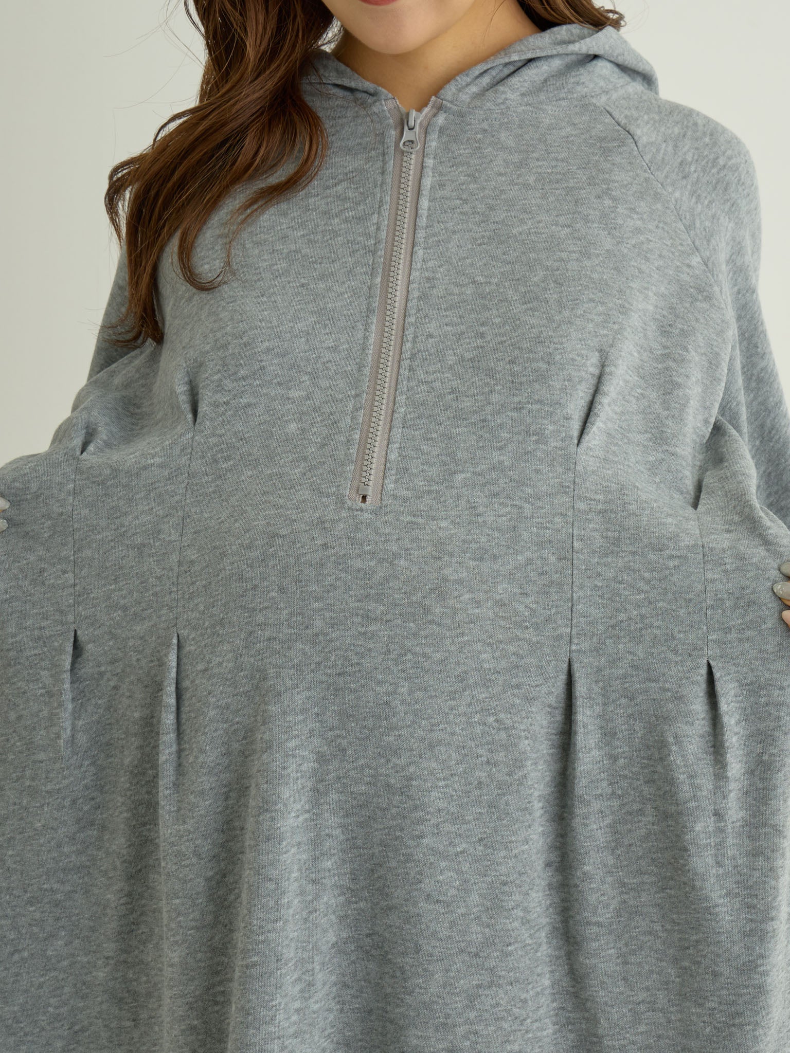 マタニティ・授乳服】軽量裏起毛パーカーワンピース Gray