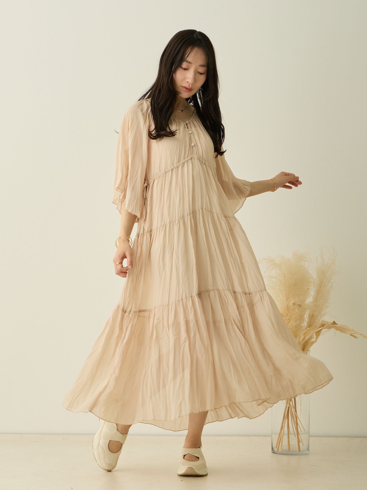 honono】マタニティプリーツワンピース M 締め切っ
