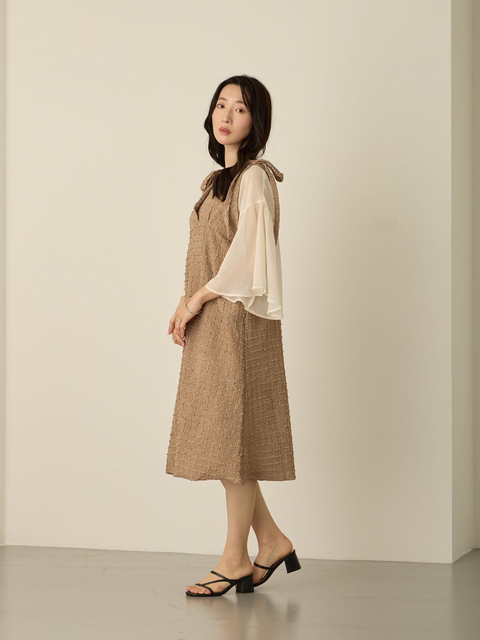 袖リボンスクエアワンピース Brown – honono for mom&baby