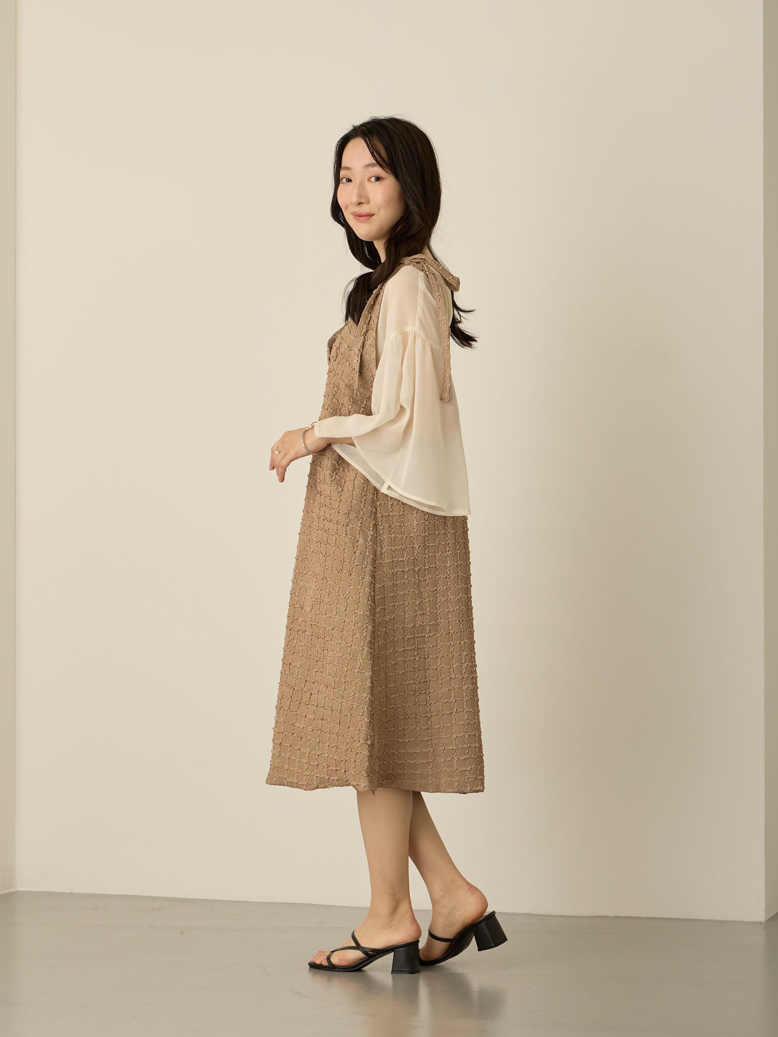 袖リボンスクエアワンピース Brown – honono for mom&baby