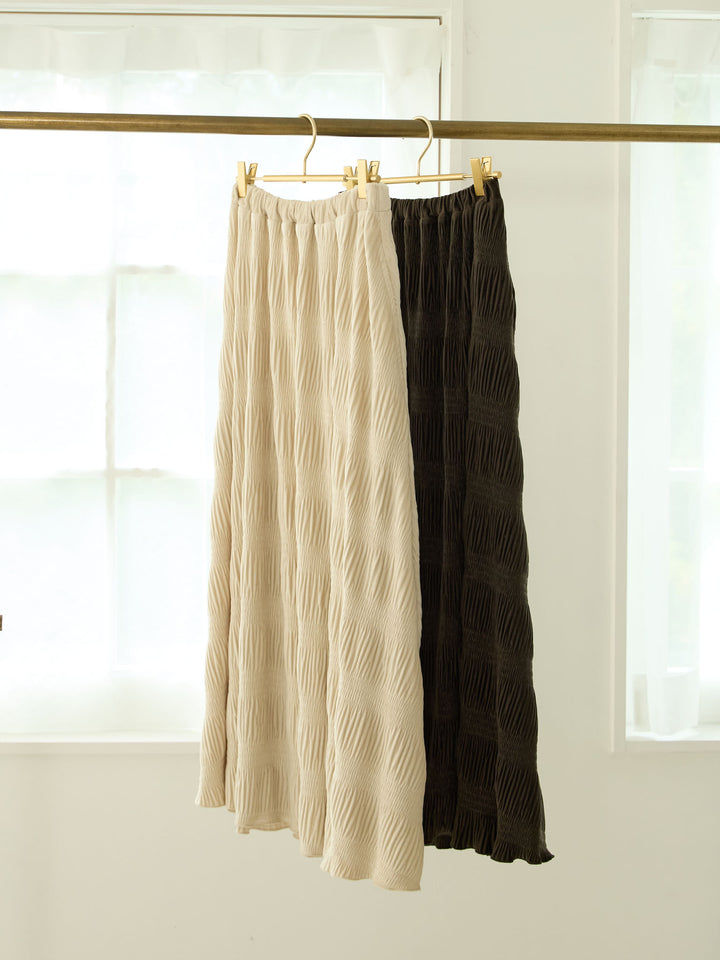 天鹅绒褶皱百褶裙，深棕色