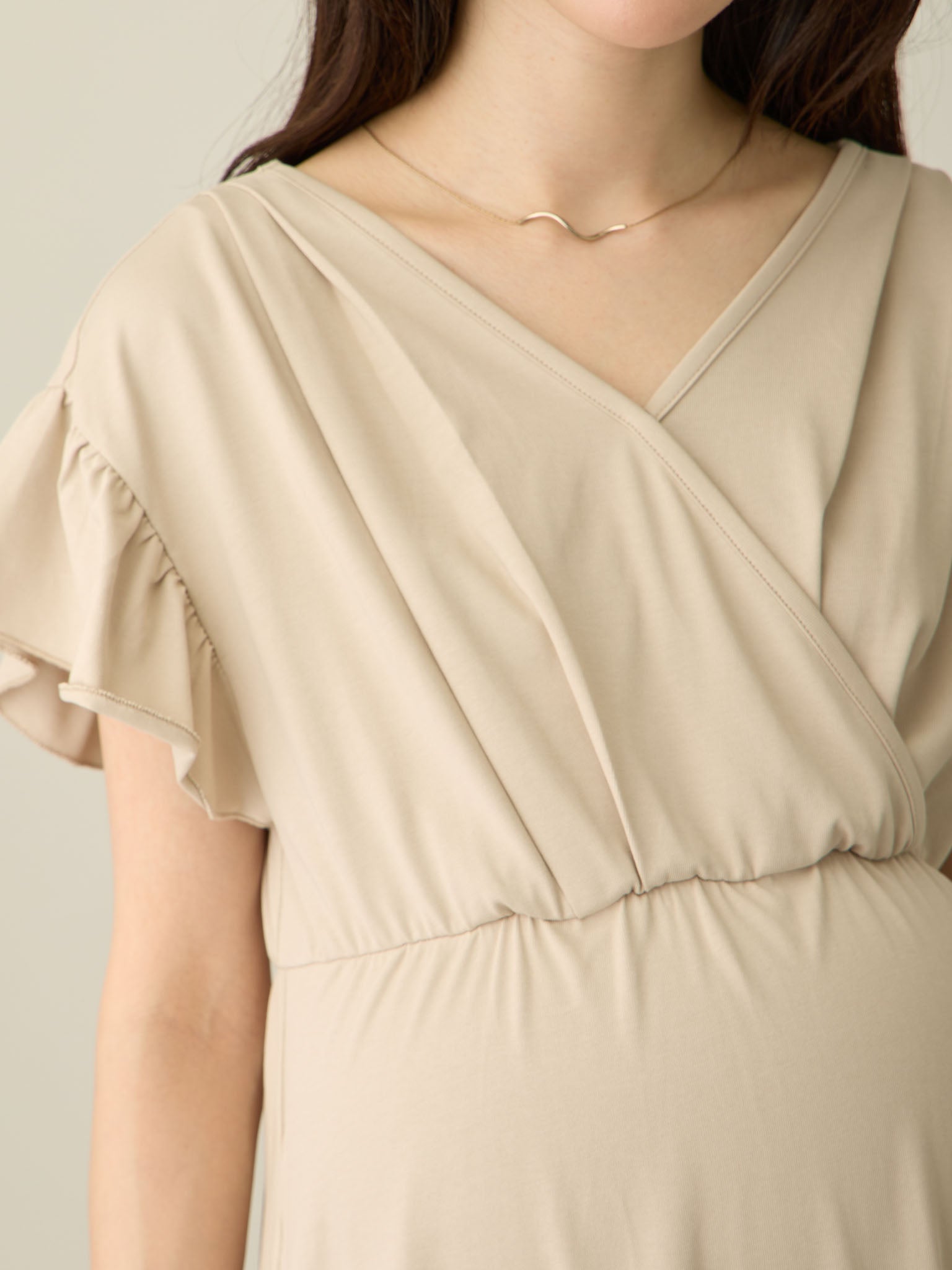マタニティ・授乳服】ひんやりTシャツワンピース Beige – honono