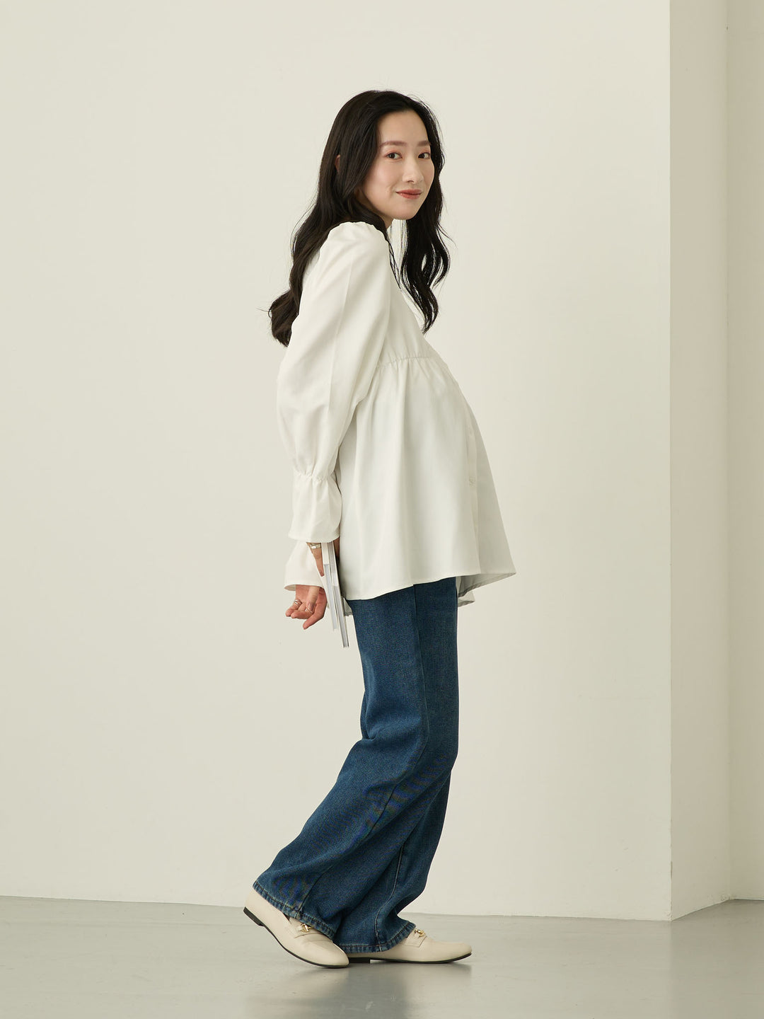 蟒蛇纹衬里长款牛仔布