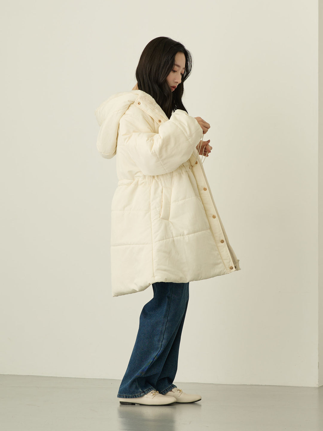 蟒蛇纹衬里长款牛仔布