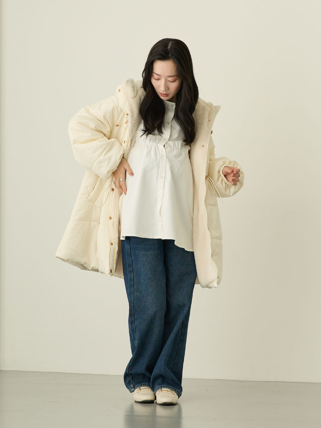 蟒蛇纹衬里长款牛仔布