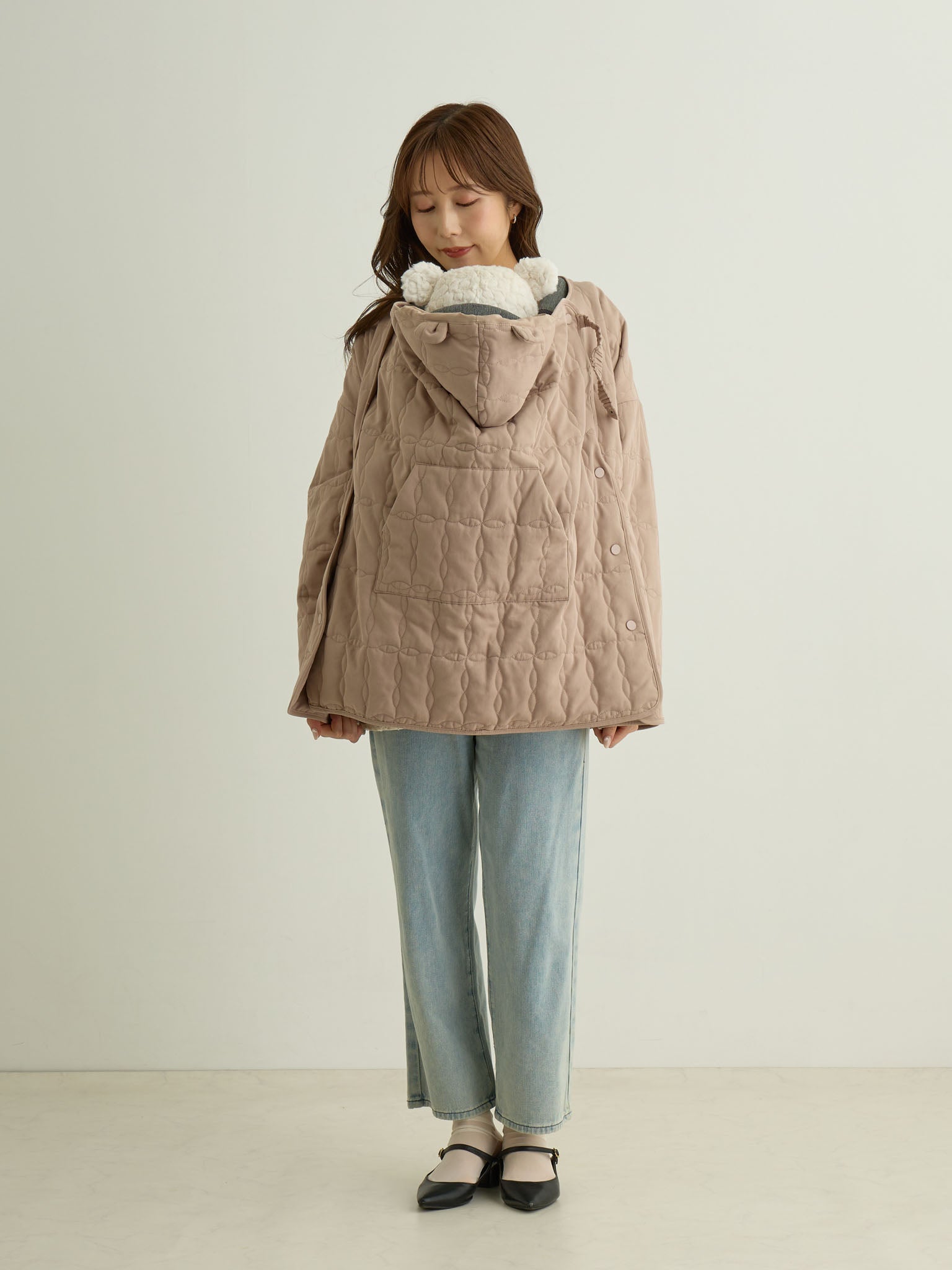 Original quilted outerwear with ducker Greige