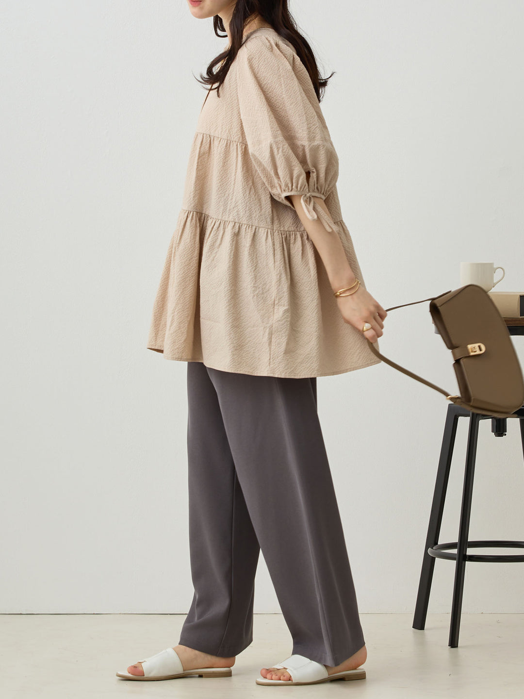 前後2wayティアードチュニック Beige