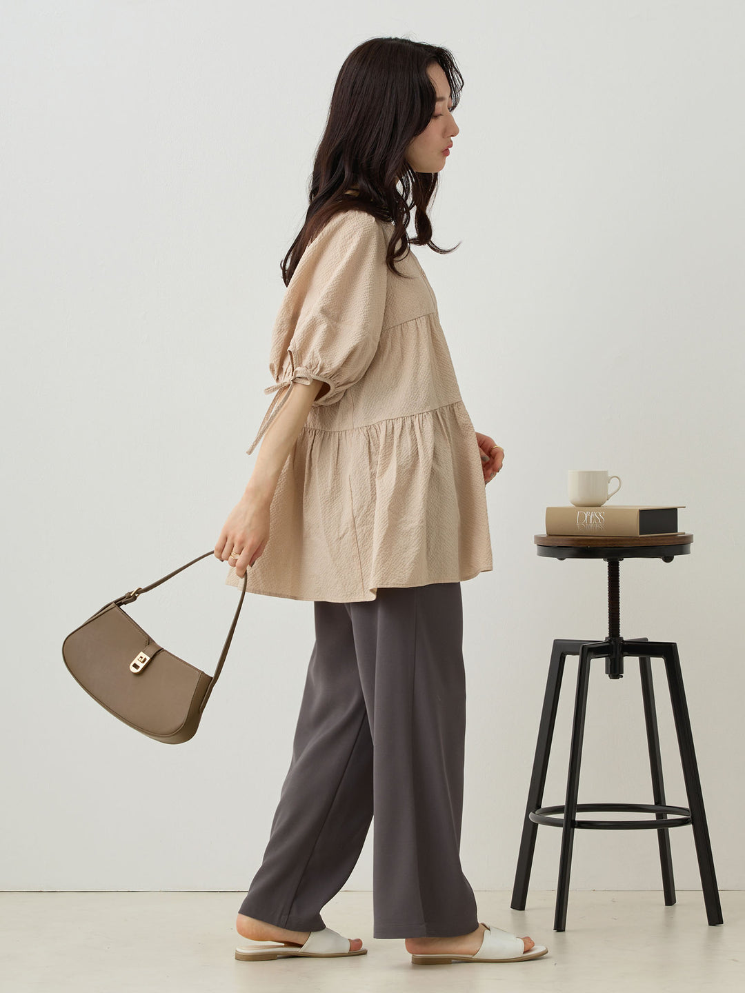 前後2wayティアードチュニック Beige