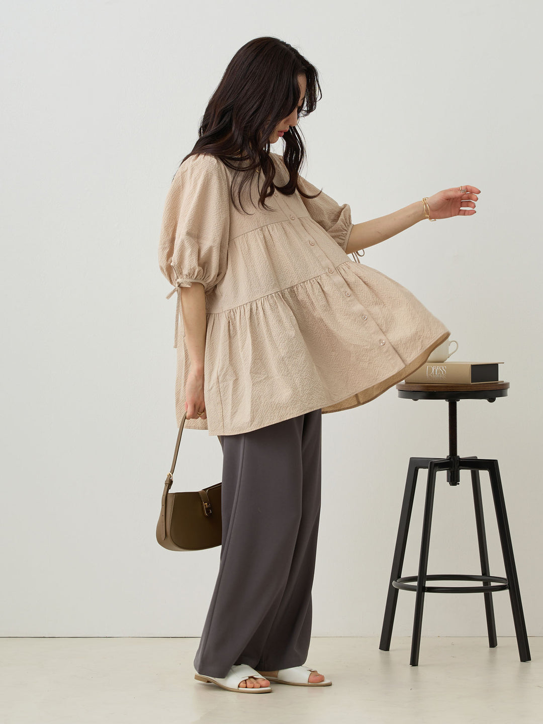 前後2wayティアードチュニック Beige