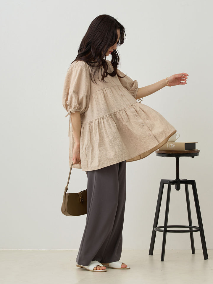 前後2wayティアードチュニック Beige