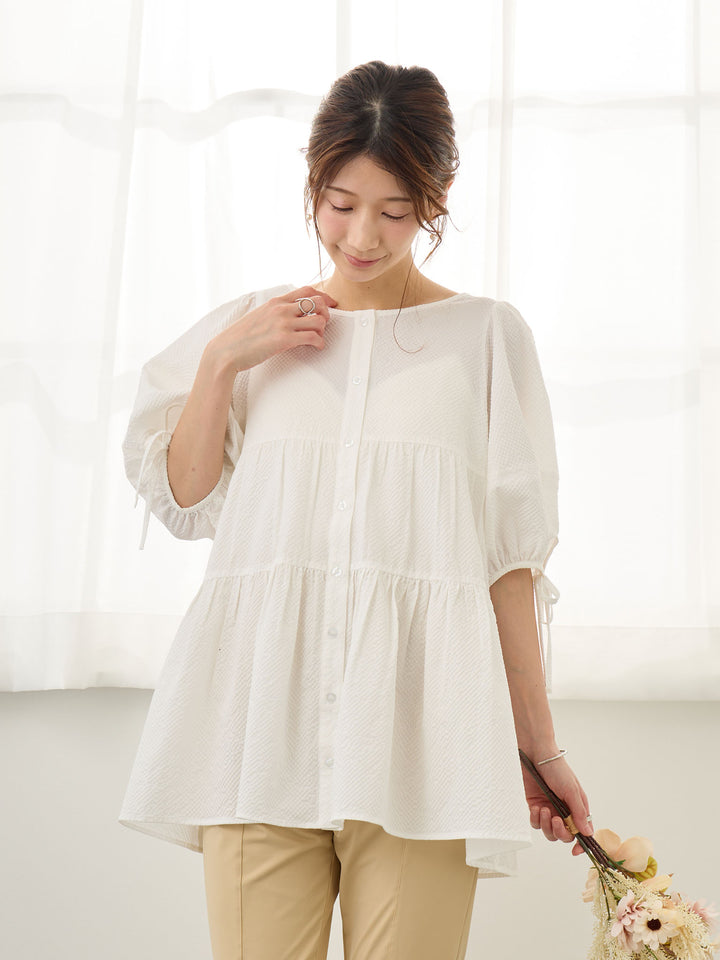 前後2wayティアードチュニック White