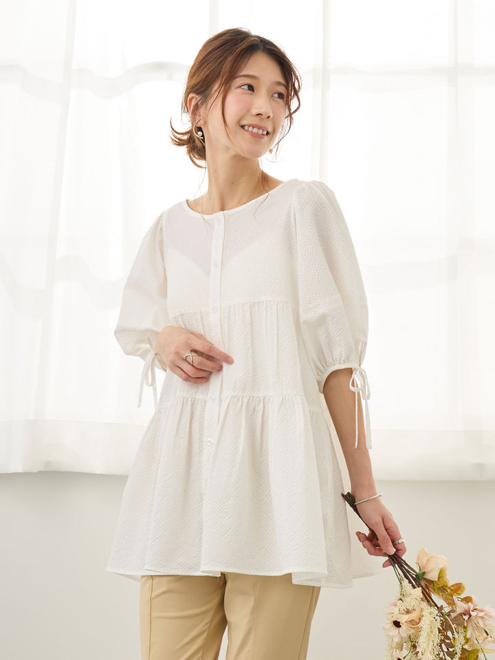 前後2wayティアードチュニック White