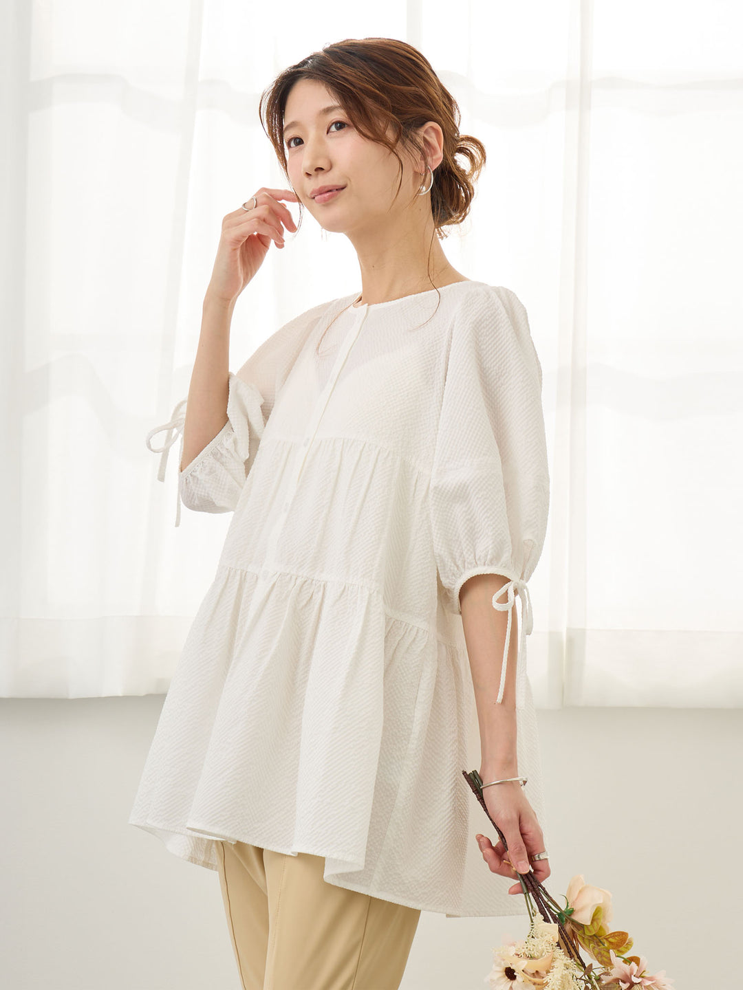 前後2wayティアードチュニック White