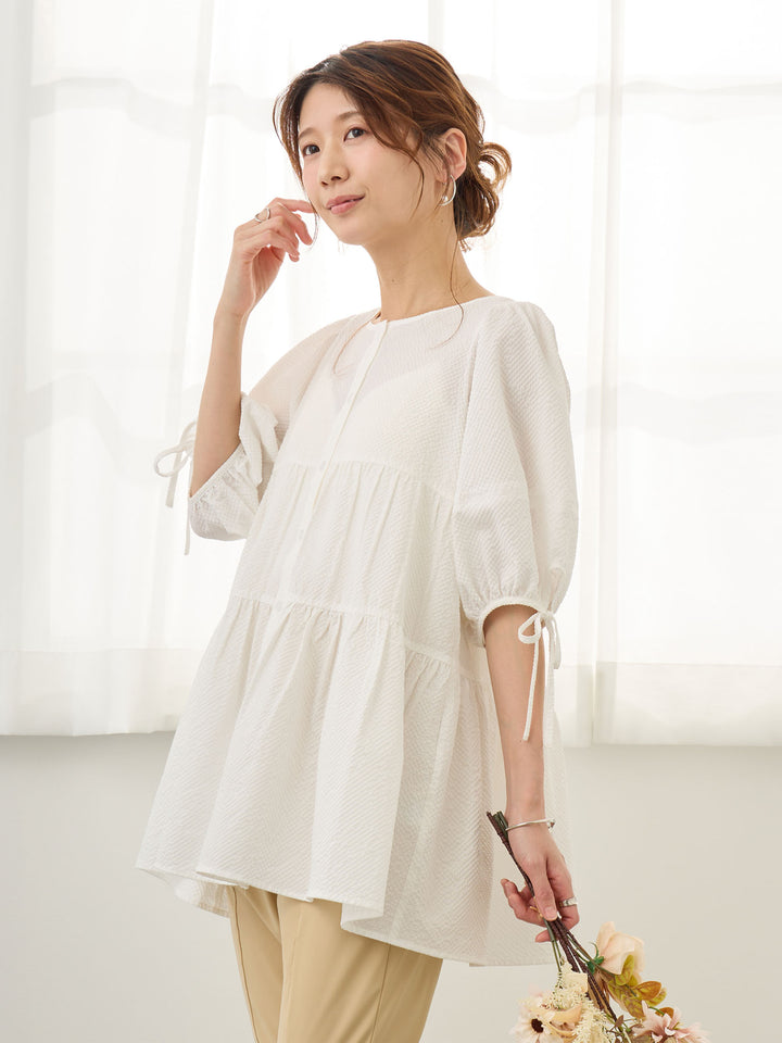前後2wayティアードチュニック White