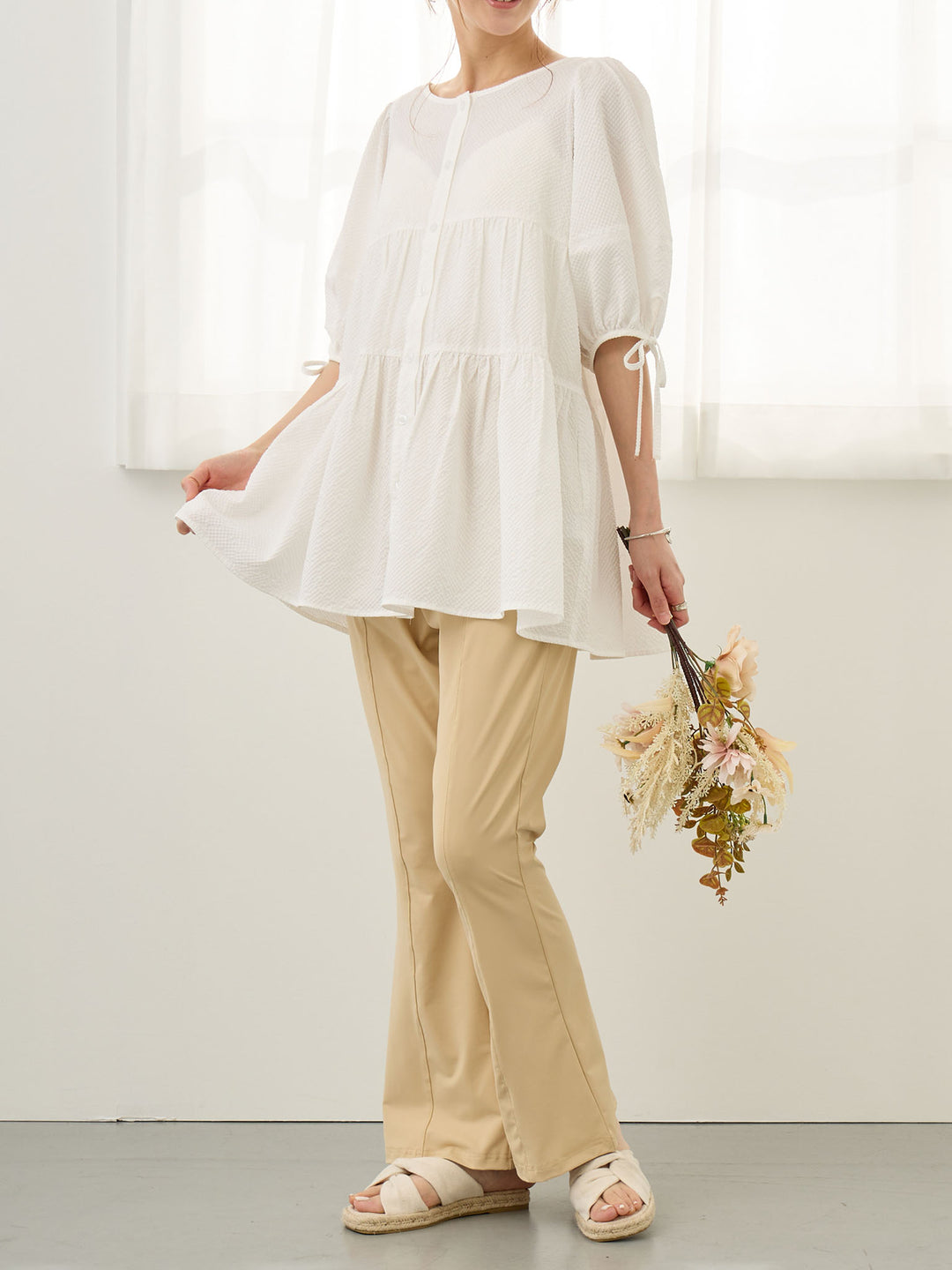 前後2wayティアードチュニック White