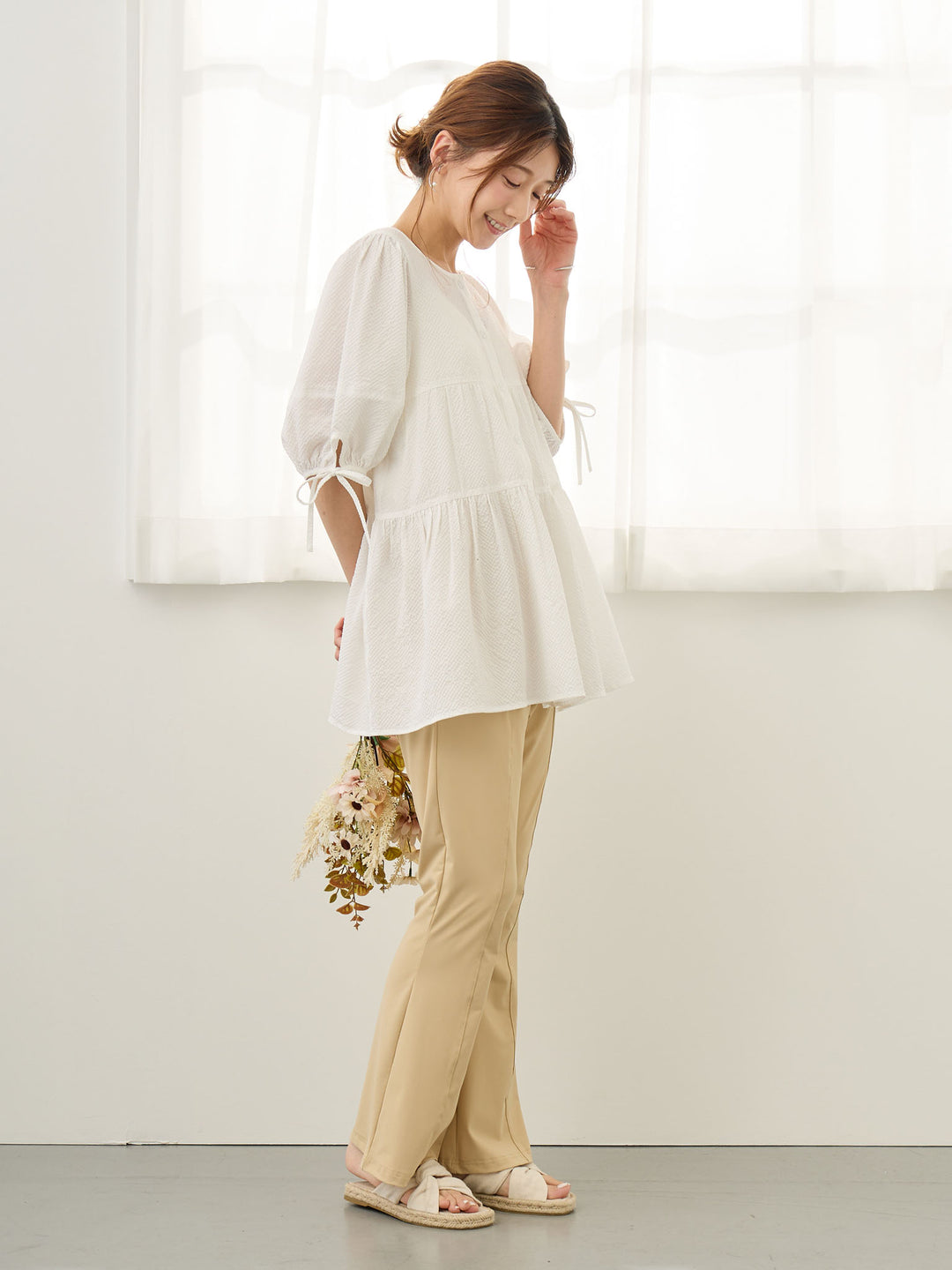 前後2wayティアードチュニック White