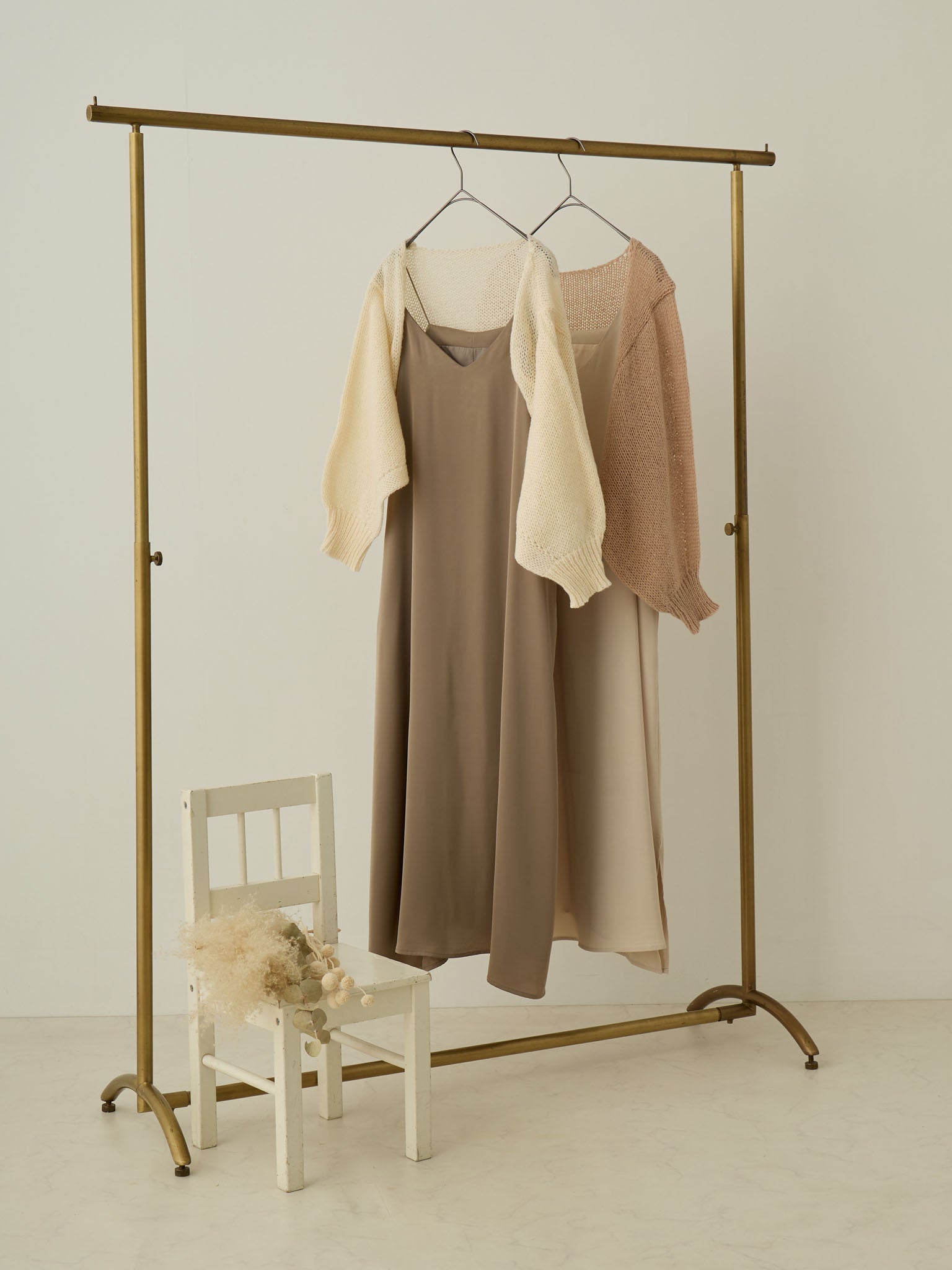 Mohair-like bolero set cami dress in Ecru – honono for mom&baby Mohair-like bolero set cami dress in Ecru – honono for mom&baby
