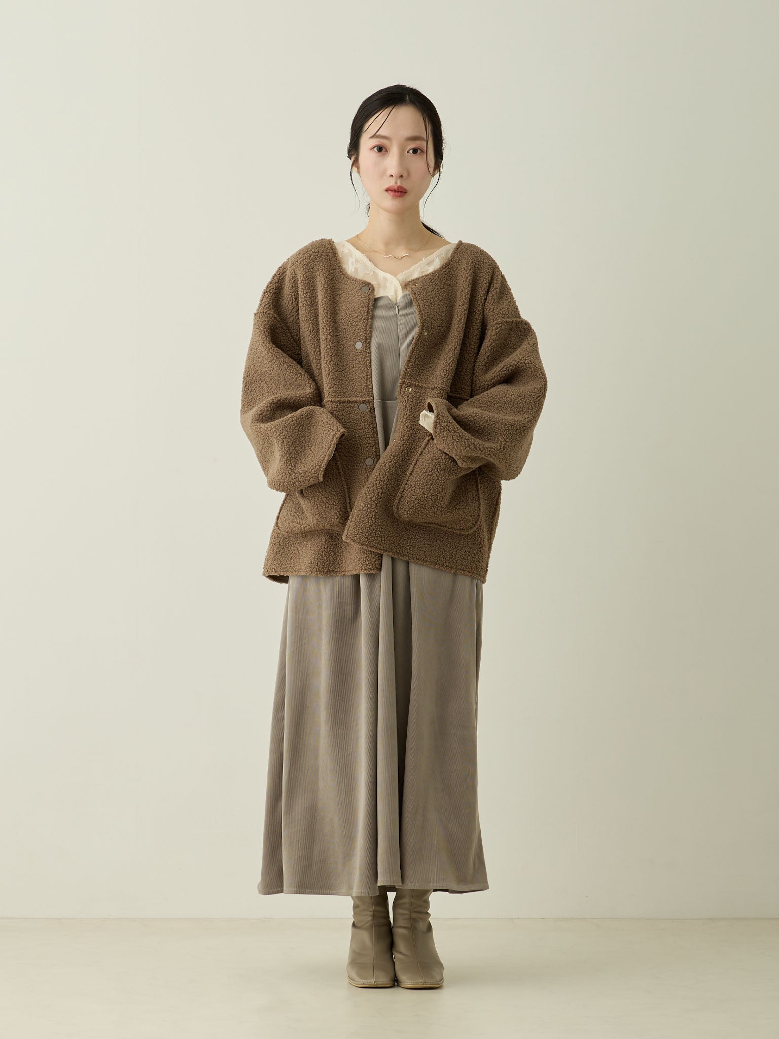 リバーシブルボアダッカー付きジャケット Brown – honono for mom&baby