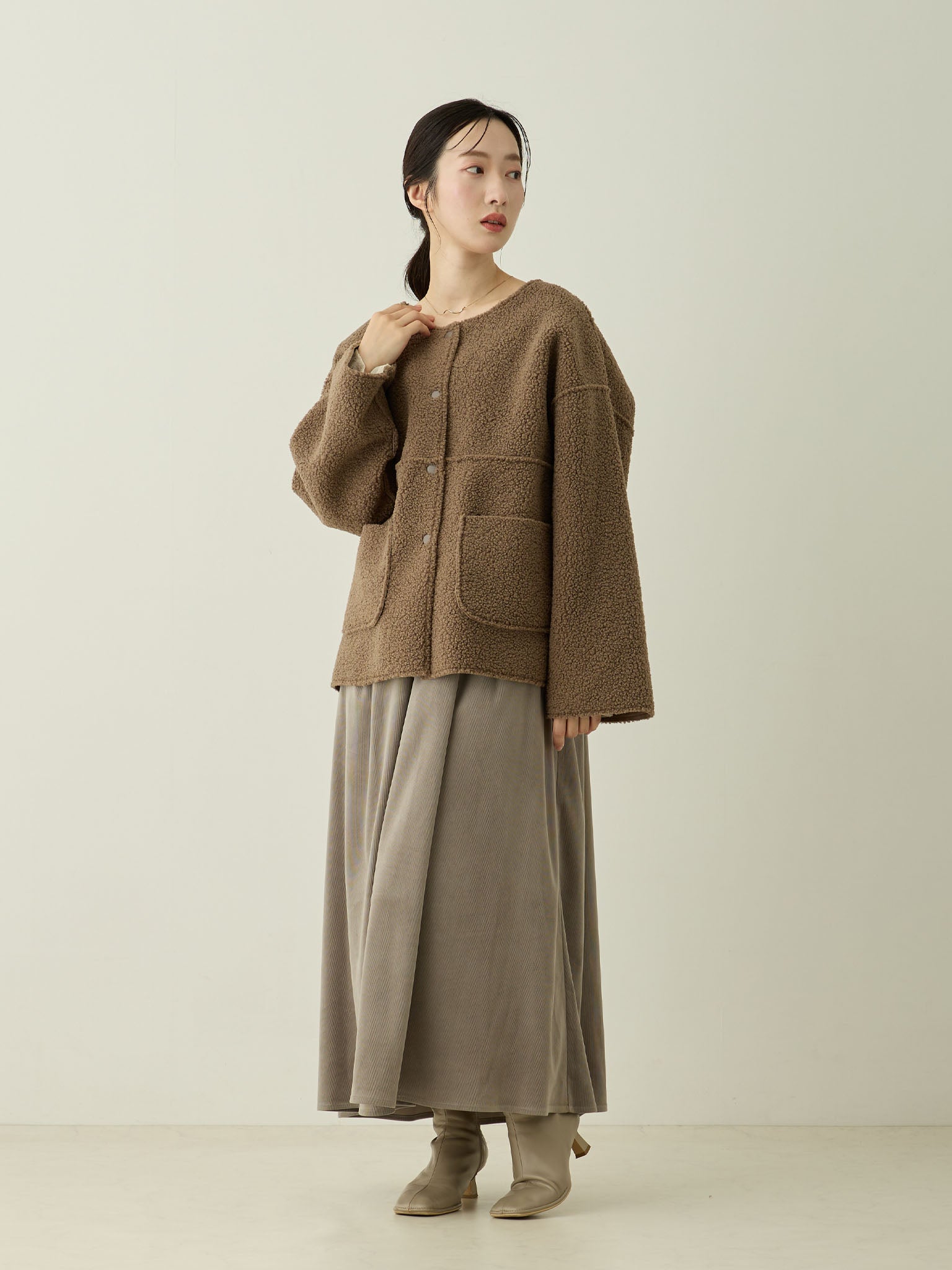 リバーシブルボアダッカー付きジャケット Brown – honono for mom&baby